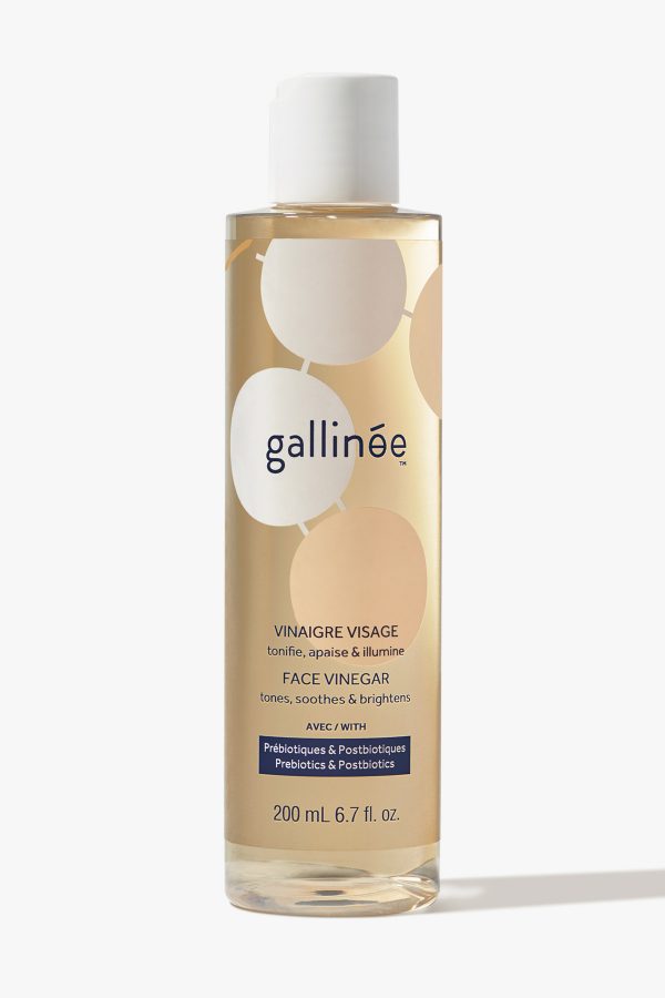 Le Toner au Vinaigre pour le visage Gallinée en 200ml, contenant du vinaigre de cidre de pomme pour une peau plus lumineuse et propre.